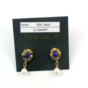 High Quality Brass metal, real 18k gold plate, 100% natural fresh pearl Earrings